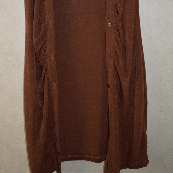 Rue 21 Brown Gathered Short sleeve Shirt Ruched Dress size - Picture 10 of 16